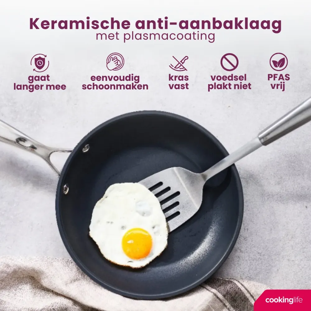 Cookinglife Wokpan Revolt ø 28 cm - geschikt voor alle warmtebronnen - keramische anti-aanbaklaag