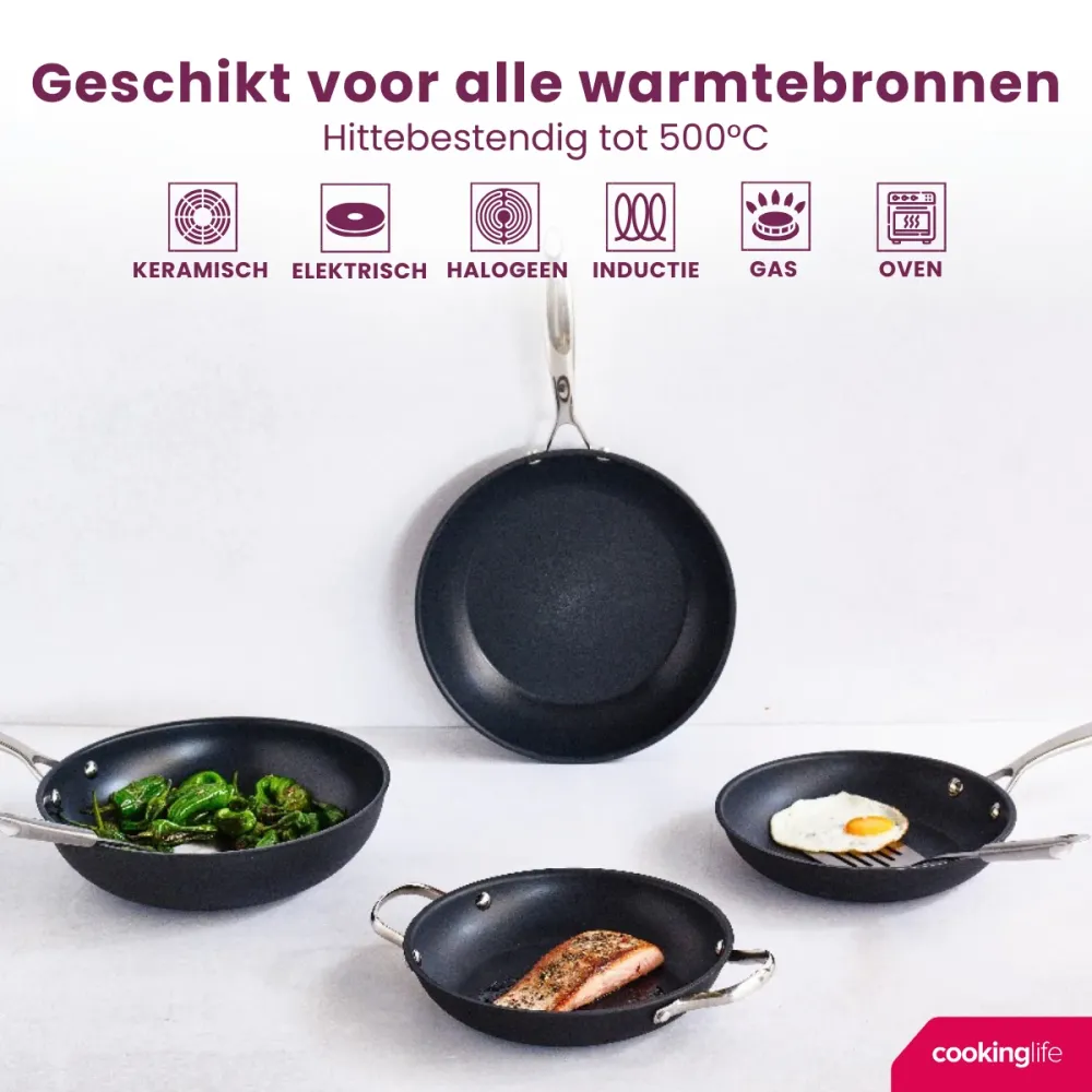 Cookinglife Wokpan Revolt ø 28 cm - geschikt voor alle warmtebronnen - keramische anti-aanbaklaag
