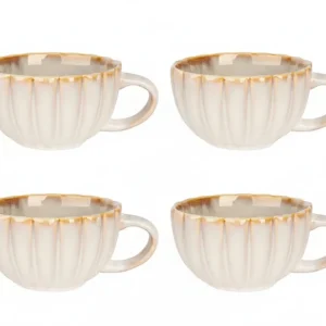 Cosy & Trendy Cappuccino Kop met Oor Astera Pearl Beige - ø 12 cm / 450 ml - 4 Stuks