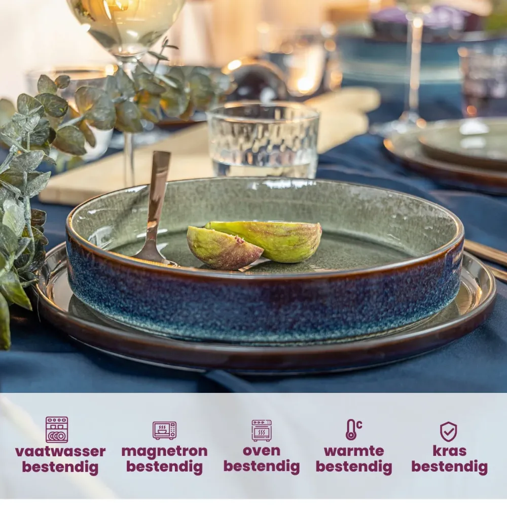 Cosy & Trendy Diepe Borden / Pastaborden - Quintana Green ø 23 cm / H 4.3 cm - 4 Stuks