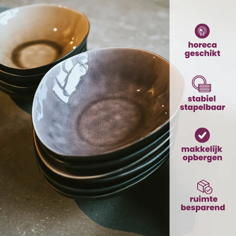 Cosy & Trendy Diepe Borden / Pastaborden Streetfood 19.5 x 16 x 5 cm - 10 Stuks