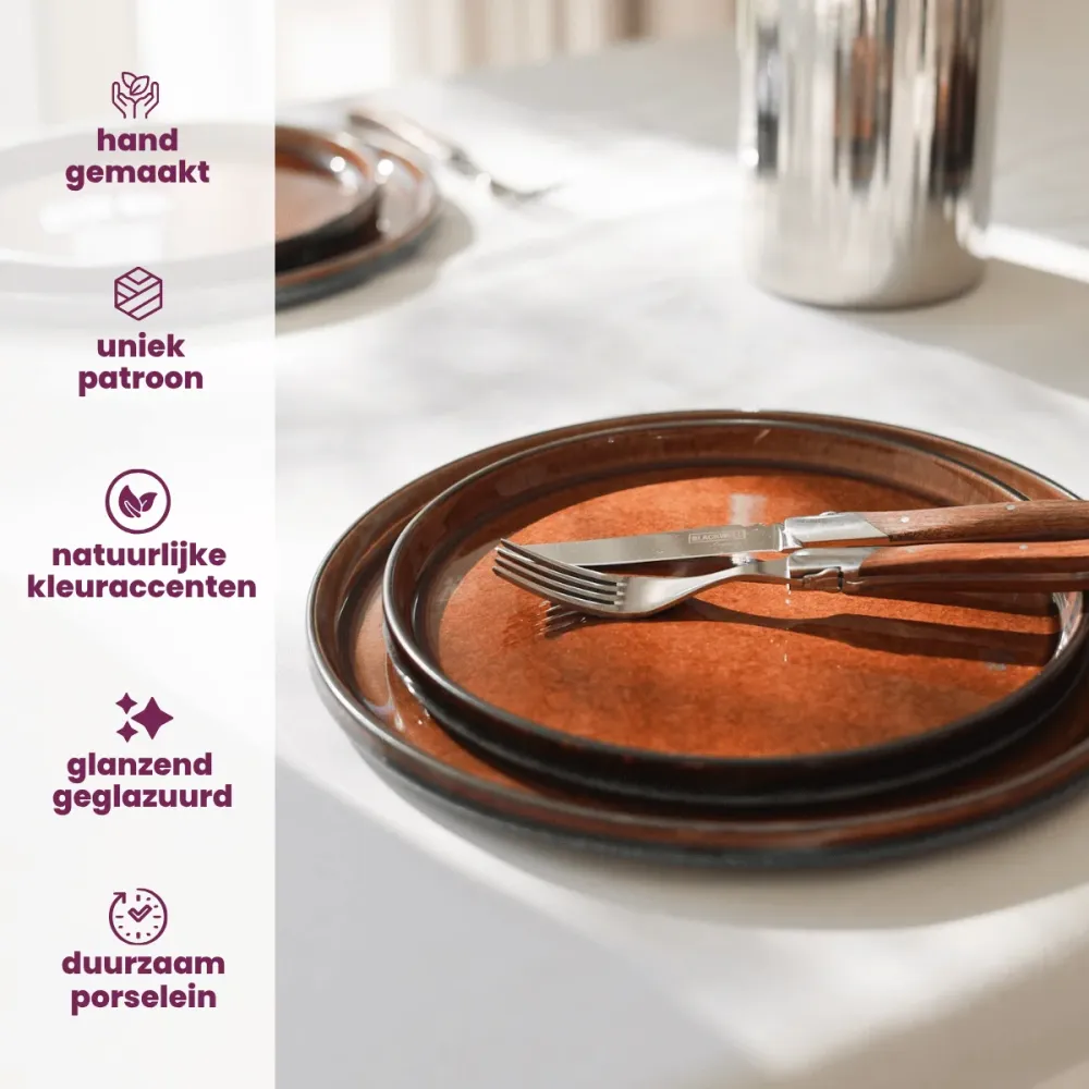 Cosy & Trendy Dinerborden Quintana Amber ø 28 cm - 4 Stuks