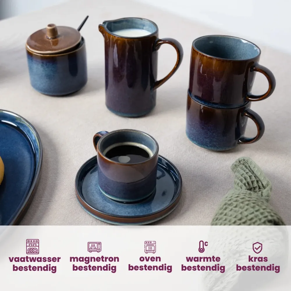 Cosy & Trendy Koffiekopjes / Senseokopjes - Quintana Blue - 220 ml - 4 Stuks