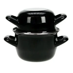 Cosy & Trendy Mosselpan - Emaille - Zwart - ø 12 cm / 900 ml - geëmailleerde anti-aanbaklaag