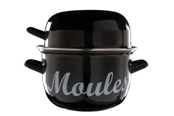 Cosy & Trendy Mosselpan - Emaille - Zwart - ø 18 cm / 2.8 liter - geëmailleerde anti-aanbaklaag