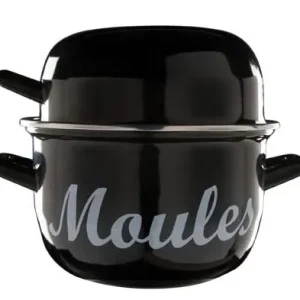 Cosy & Trendy Mosselpan - Emaille - Zwart - ø 18 cm / 2.8 liter - geëmailleerde anti-aanbaklaag