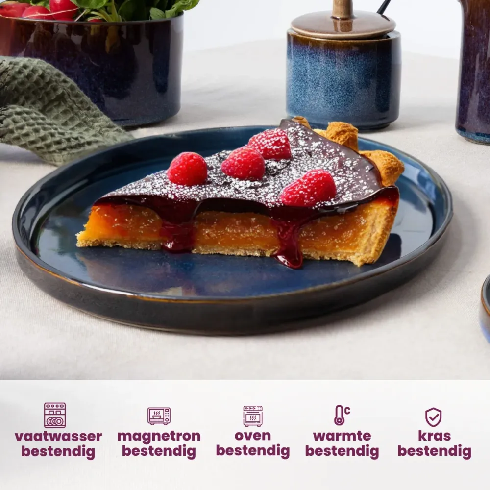 Cosy & Trendy Ontbijtborden / Dessertborden - Quintana Blue ø 22 cm - 4 Stuks