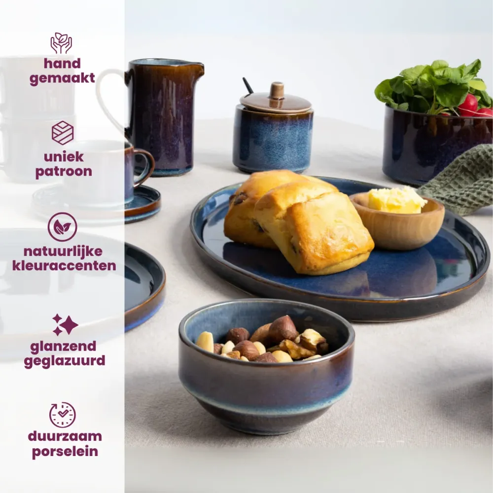 Cosy & Trendy Ontbijtborden / Dessertborden - Quintana Blue ø 22 cm - 4 Stuks