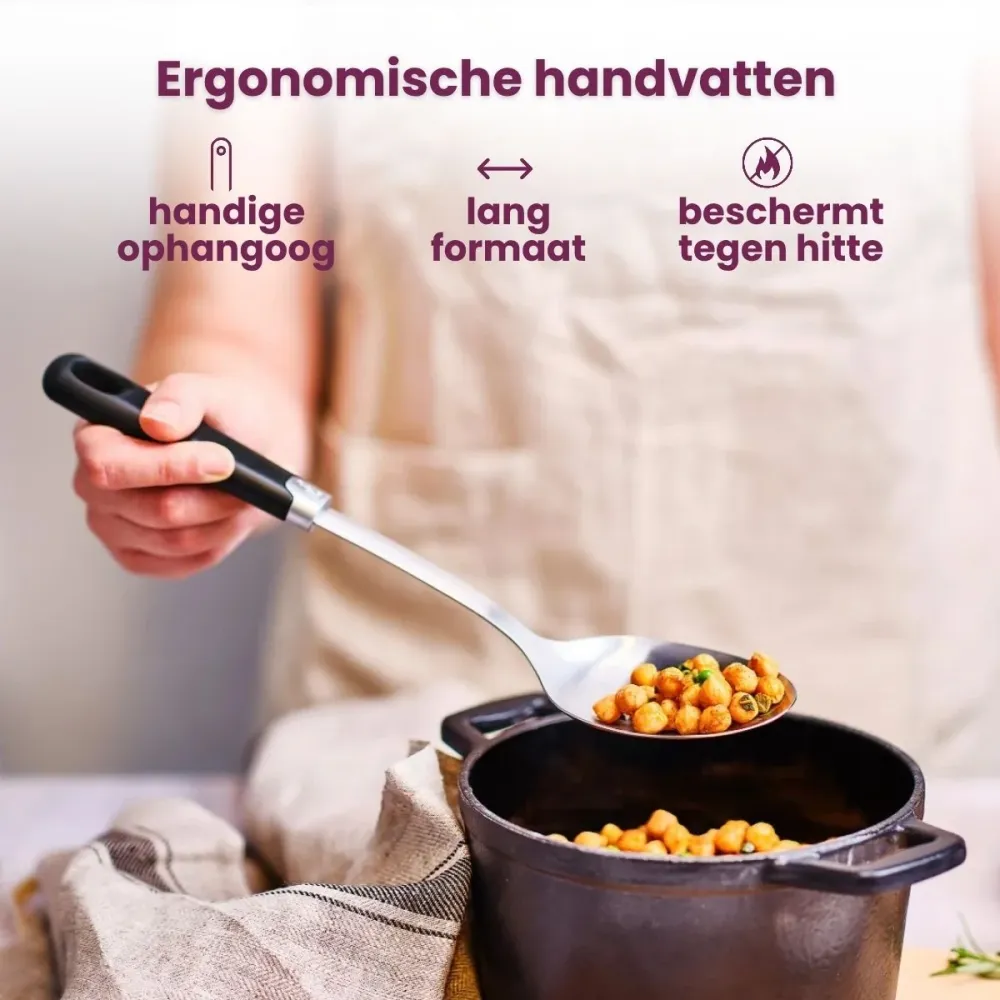 Cosy & Trendy Opscheplepel - Schuimspaan - Lepel met openingen - Delish - RVS Zwart