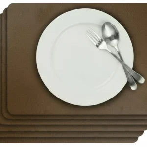 Cosy & Trendy Placemats Leather Look Lead Gray 43 x 30 cm - 6 Stuks