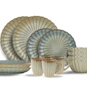 Cosy & Trendy Serviesset Astera Ocean 16-delig / 4 personen - 4 dinerborden, 4 ontbijtborden, 4 kommen en 4 mokken