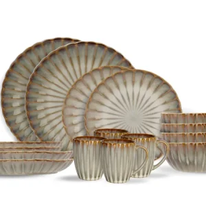 Cosy & Trendy Serviesset Astera Pearl 16-delig / 4 personen - 4 dinerborden, 4 ontbijtborden, 4 kommen en 4 mokken