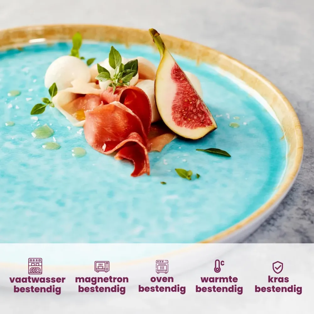 Cosy & Trendy Serviesset Laguna Azzurro 12-delig / 4 personen - 4 dinerborden, 4 ontbijtborden en 4 kommen
