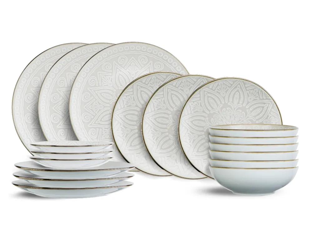 Cosy & Trendy Serviesset Murano 18-delig / 6 personen - 6 dinerborden, 6 ontbijtborden en 6 diepe borden