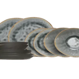 Cosy & Trendy Serviesset Organic Laguna Blue Grey 12-delig / 4 personen - dinerborden, 4 ontbijtborden en 4 schalen