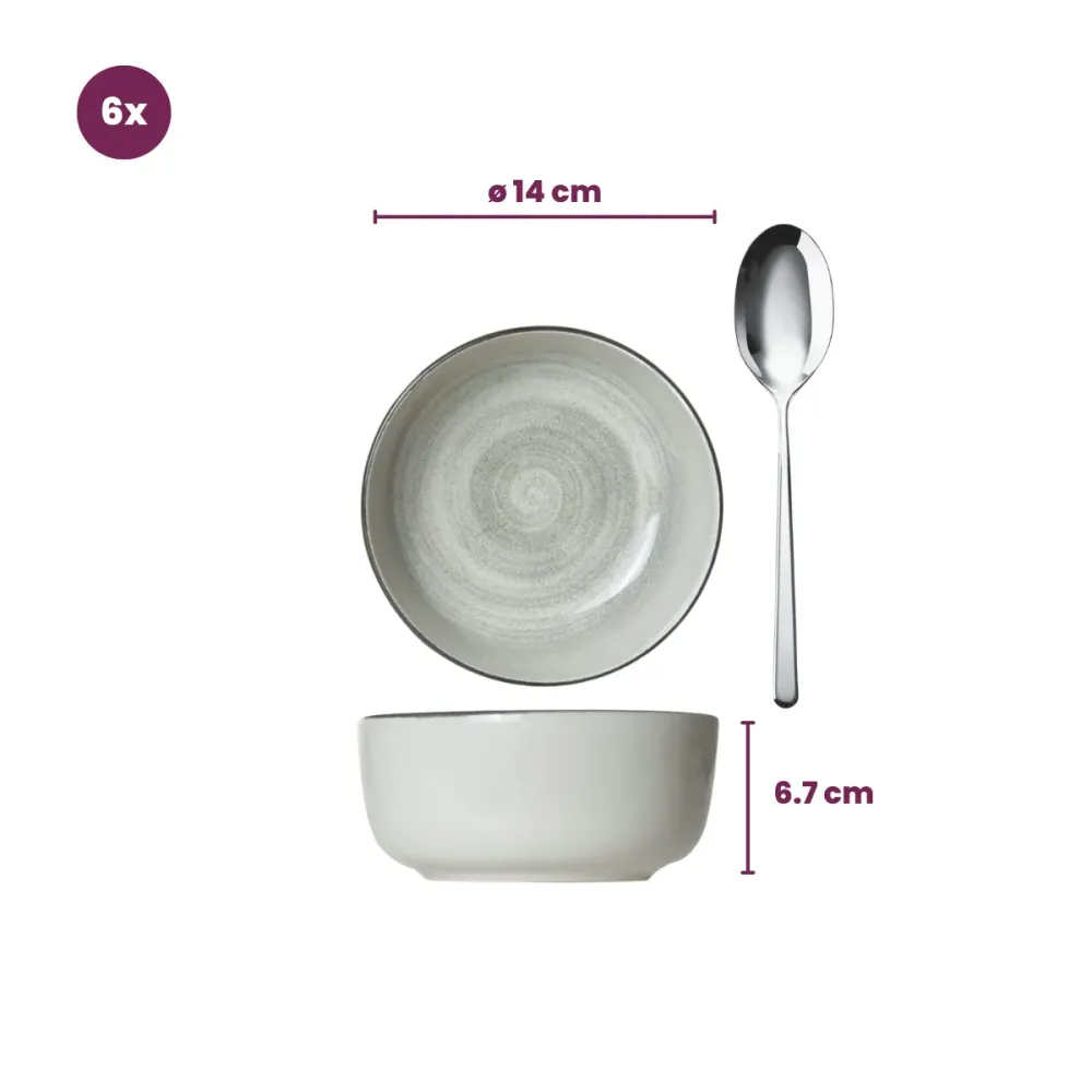 Cosy & Trendy Soepkommen / Kommen Baltic Grey ø 14 cm - 6 stuks