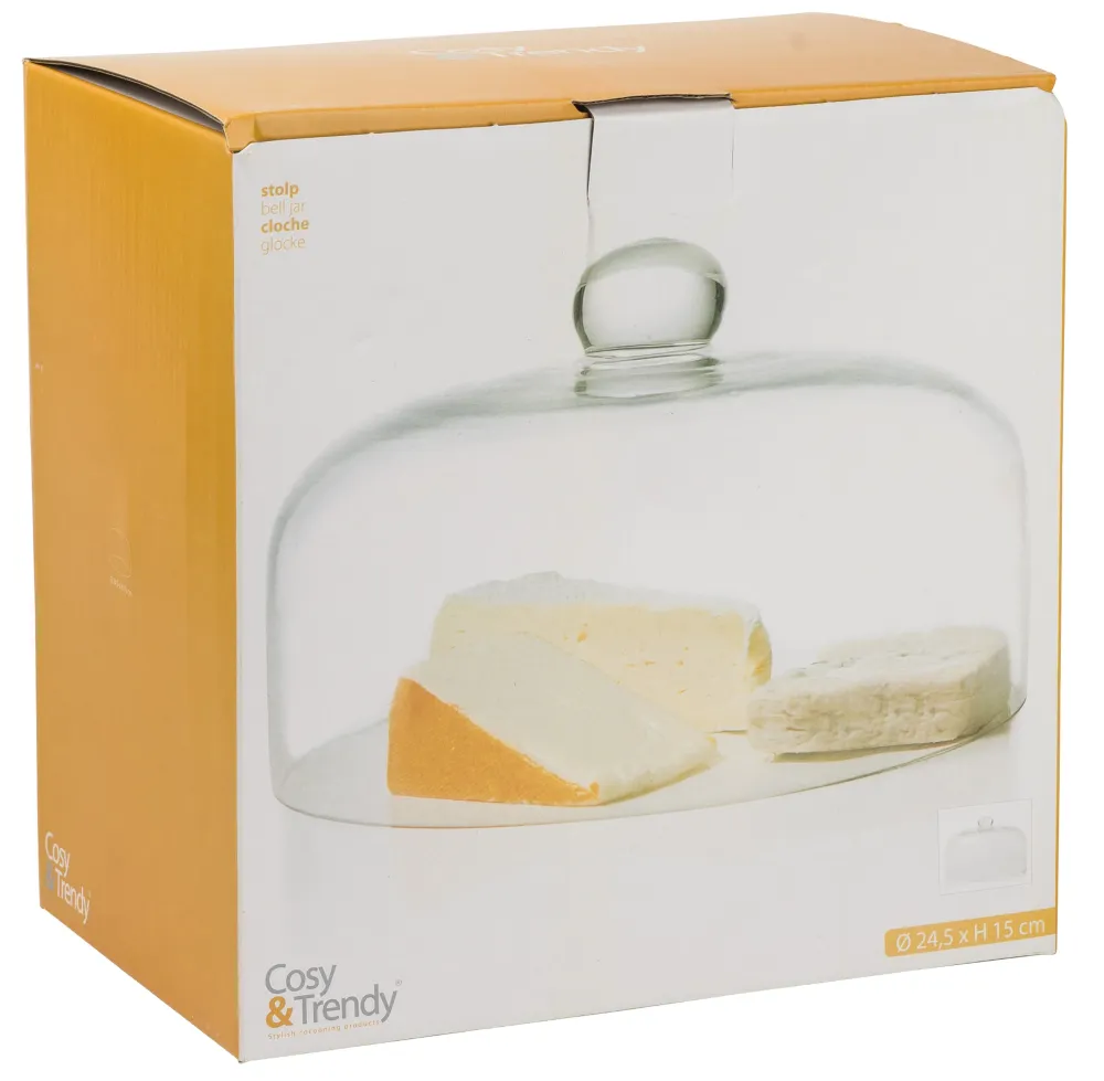 Cosy & Trendy Taartstolp / Glazen stolp / Kaasstolp / Afdekstolp Glas ø 24.5 cm