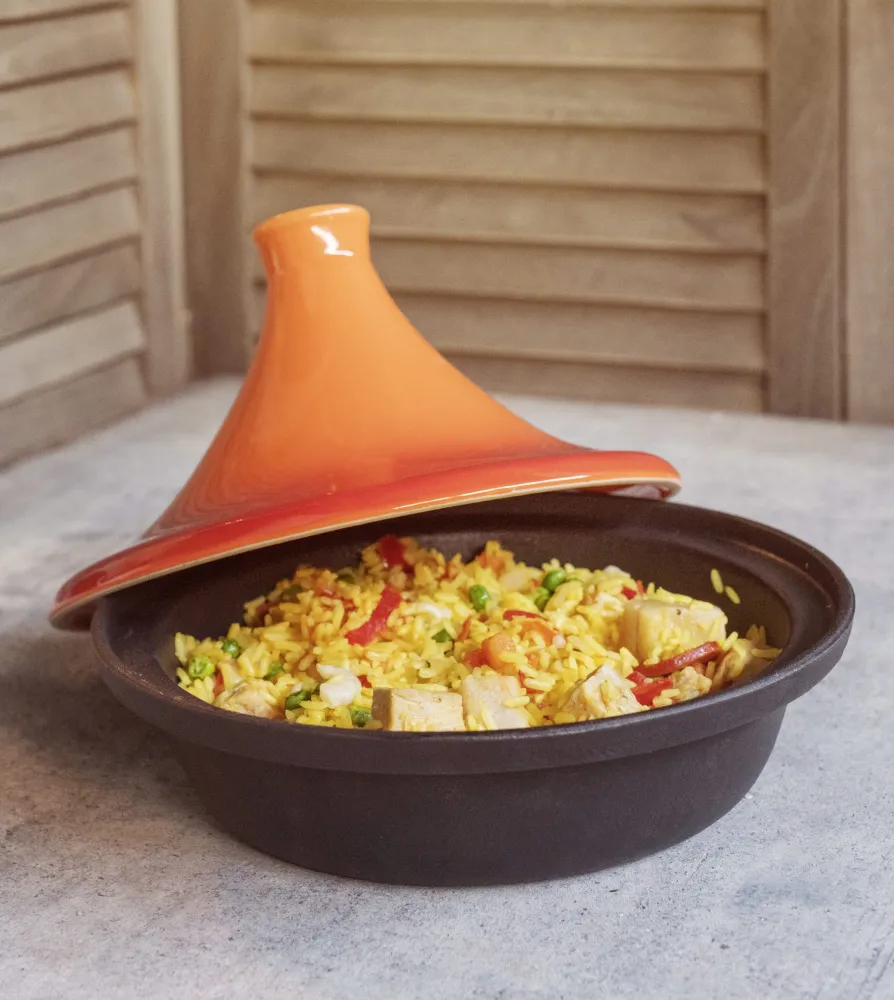Cosy & Trendy Tajine Inductie - Zwart / Oranje - ø 25 cm - zonder anti-aanbaklaag - geschikt voor alle warmtebronnen