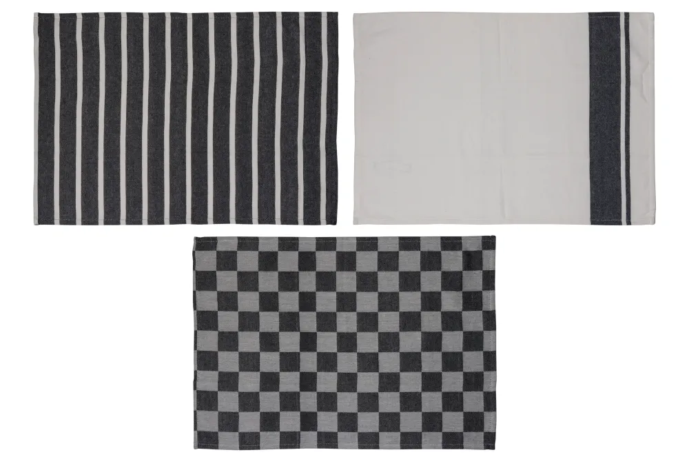 Cosy & Trendy Theedoeken Stoff Black Chambray 50 x 70 cm - 3 Stuks