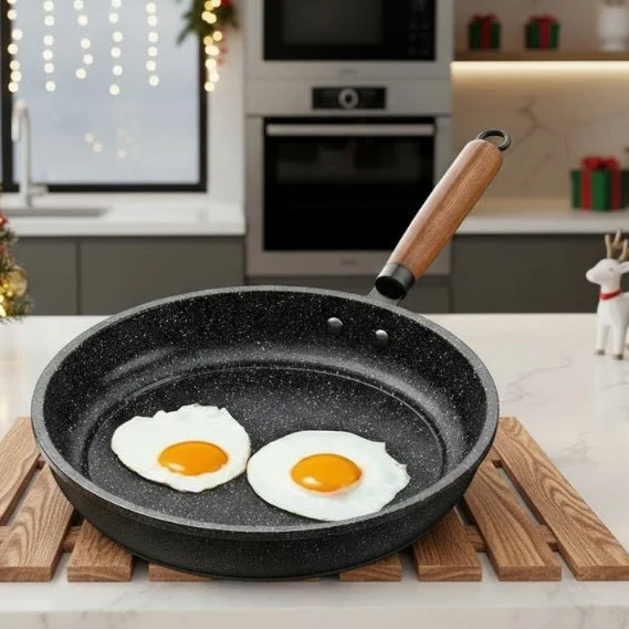 CUISTONE – 30 cm Maifan-steen anti-aanbakpan met deksel voor gas- & inductiekookplaten Cozey Maison