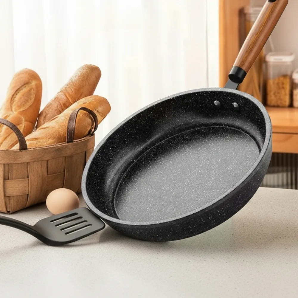 CUISTONE – 30 cm Maifan-steen anti-aanbakpan met deksel voor gas- & inductiekookplaten Cozey Maison