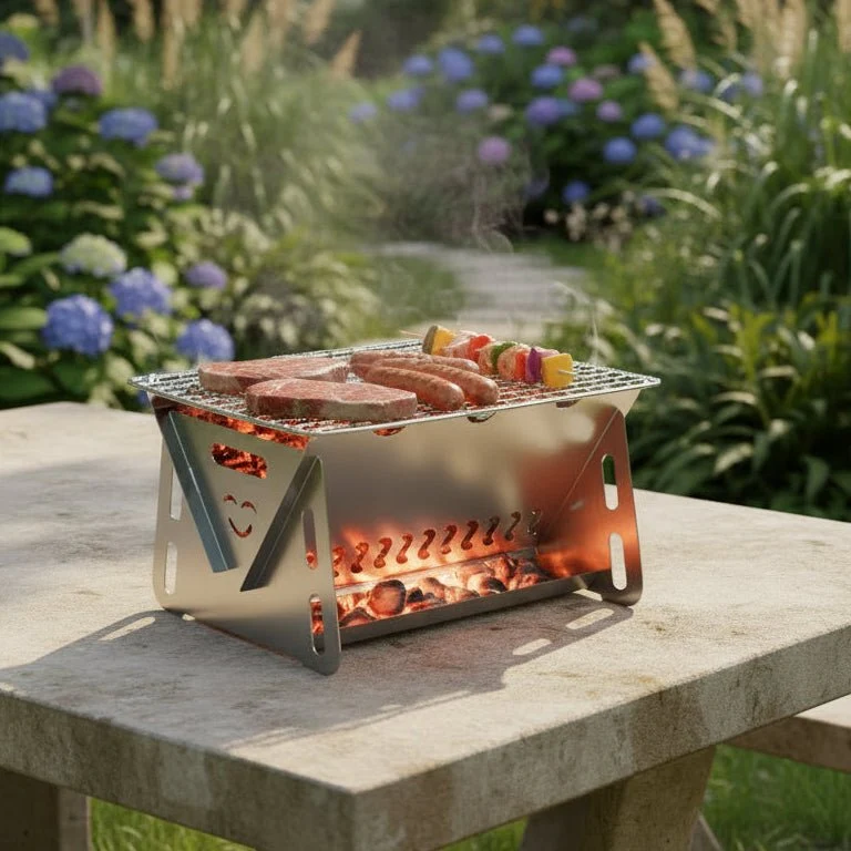 GRILLFOLD – Draagbare RVS Houtskoolgrill voor Buiten Koken Cozey Maison