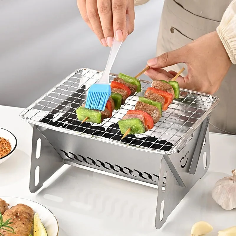 GRILLFOLD – Draagbare RVS Houtskoolgrill voor Buiten Koken Cozey Maison