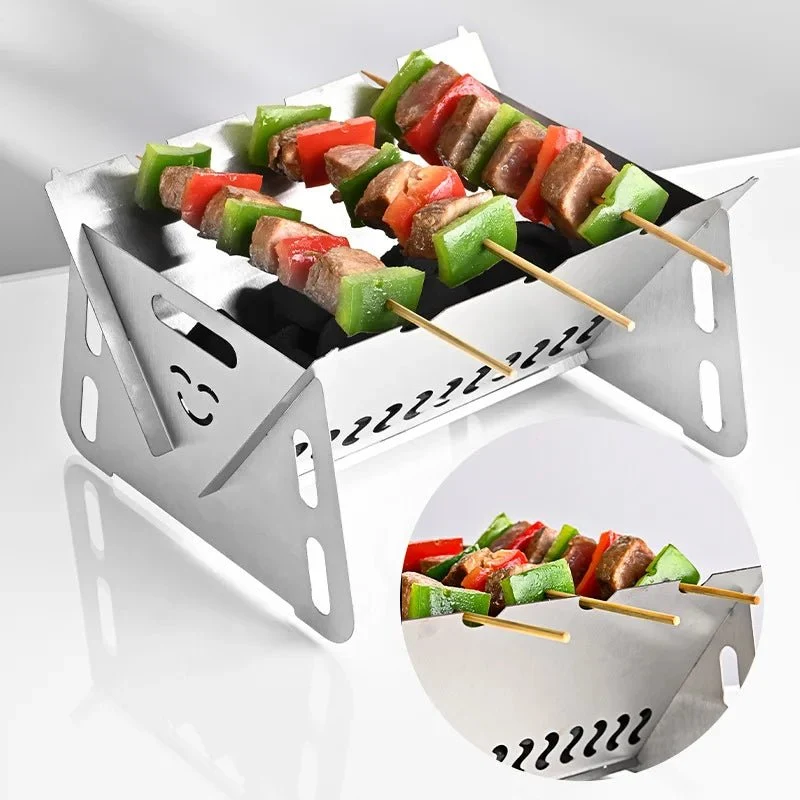 GRILLFOLD – Draagbare RVS Houtskoolgrill voor Buiten Koken Cozey Maison