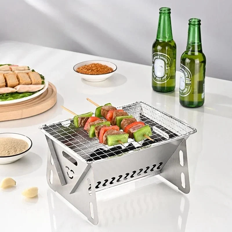 GRILLFOLD – Draagbare RVS Houtskoolgrill voor Buiten Koken Cozey Maison
