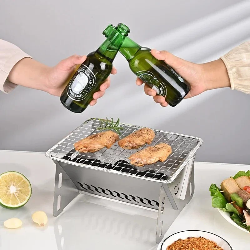 GRILLFOLD – Draagbare RVS Houtskoolgrill voor Buiten Koken Cozey Maison