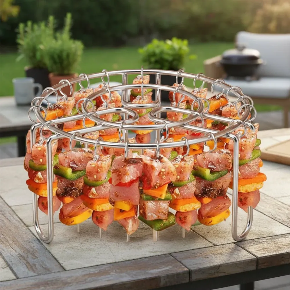GRILLVERT – RVS grillrooster voor verticaal grillen met spieshouder Cozey Maison