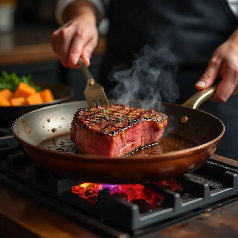 KOPER PAN – Professionele koperen pan met antiaanbaklaag & perfecte warmteverdeling Cozey Maison