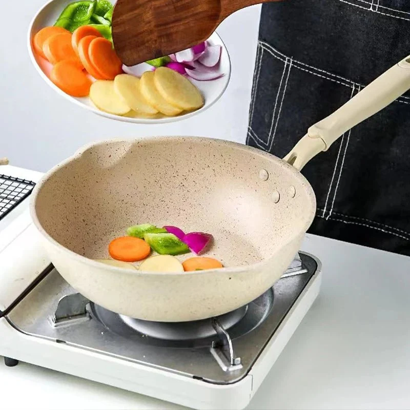 MAIFANTRIQ – Diepe anti-aanbak wok met maifan-steen coating van aluminiumlegering voor alle soorten fornuizen Cozey Maison