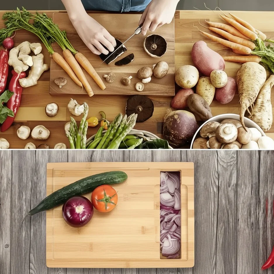 SLICEECO – Milieuvriendelijk bamboe snijplank met verwisselbare messen en opbergbakjes Cozey Maison