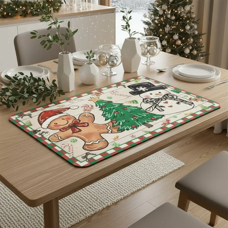 SNOWMATIQ – Kerstkeukenmat voor droog- en decoratiedoeleinden 20x30cm Cozey Maison