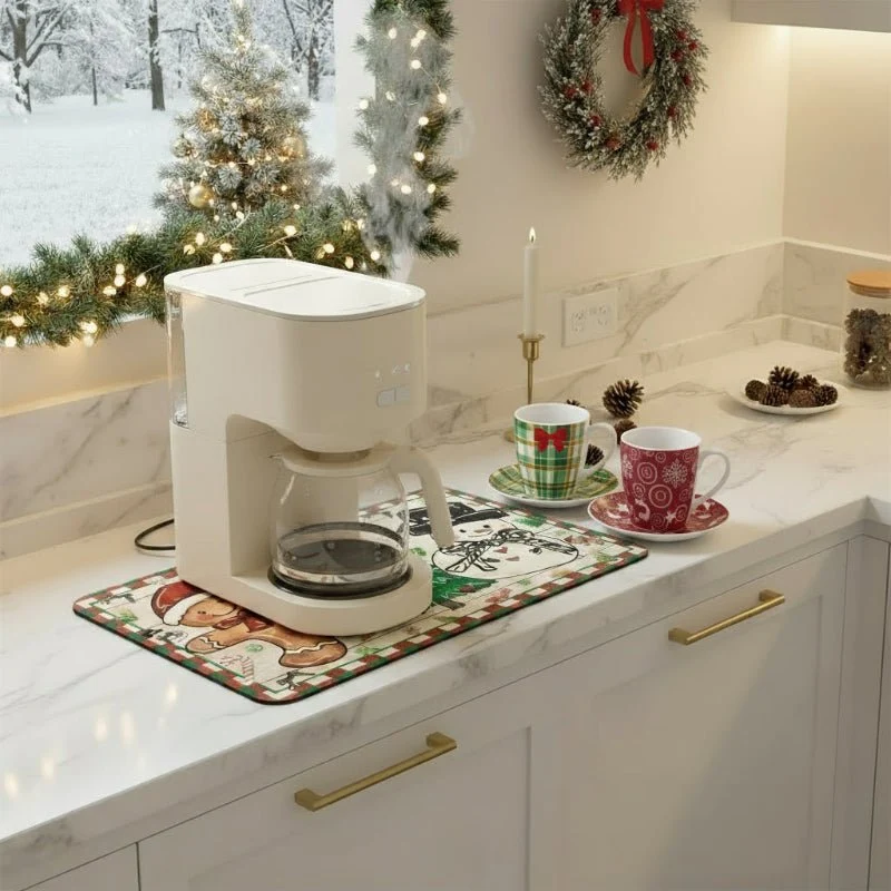 SNOWMATIQ – Kerstkeukenmat voor droog- en decoratiedoeleinden 20x30cm Cozey Maison