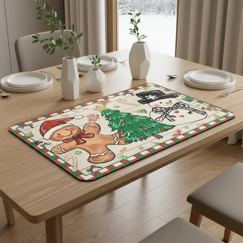 SNOWMATIQ – Kerstkeukenmat voor droog- en decoratiedoeleinden 20x30cm Cozey Maison