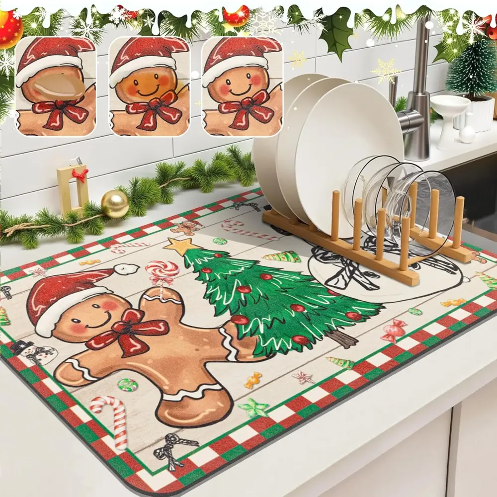 SNOWMATIQ – Kerstkeukenmat voor droog- en decoratiedoeleinden 20x30cm Cozey Maison