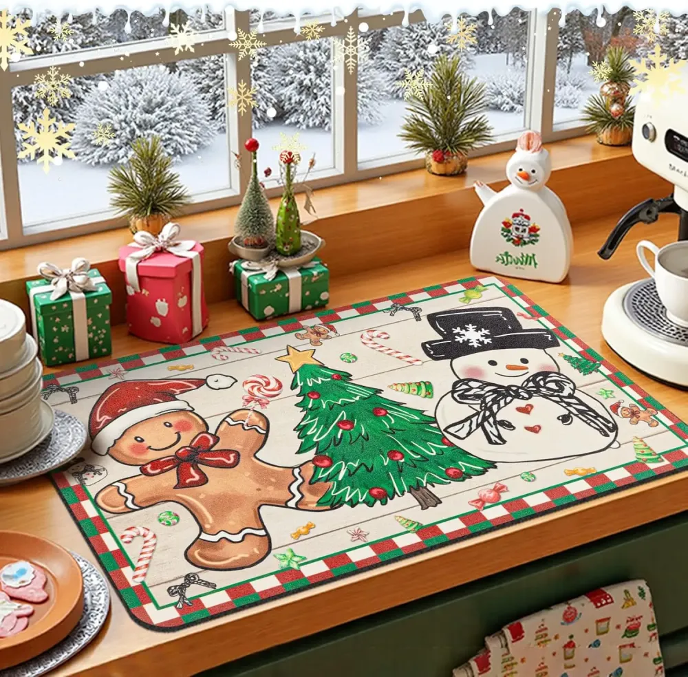 SNOWMATIQ – Kerstkeukenmat voor droog- en decoratiedoeleinden 20x30cm Cozey Maison