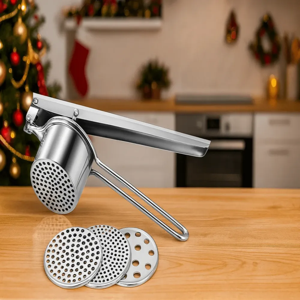 SQUEEZO – RVS Aardappelpers met 3 schijven voor perfecte puree en sappen Cozey Maison