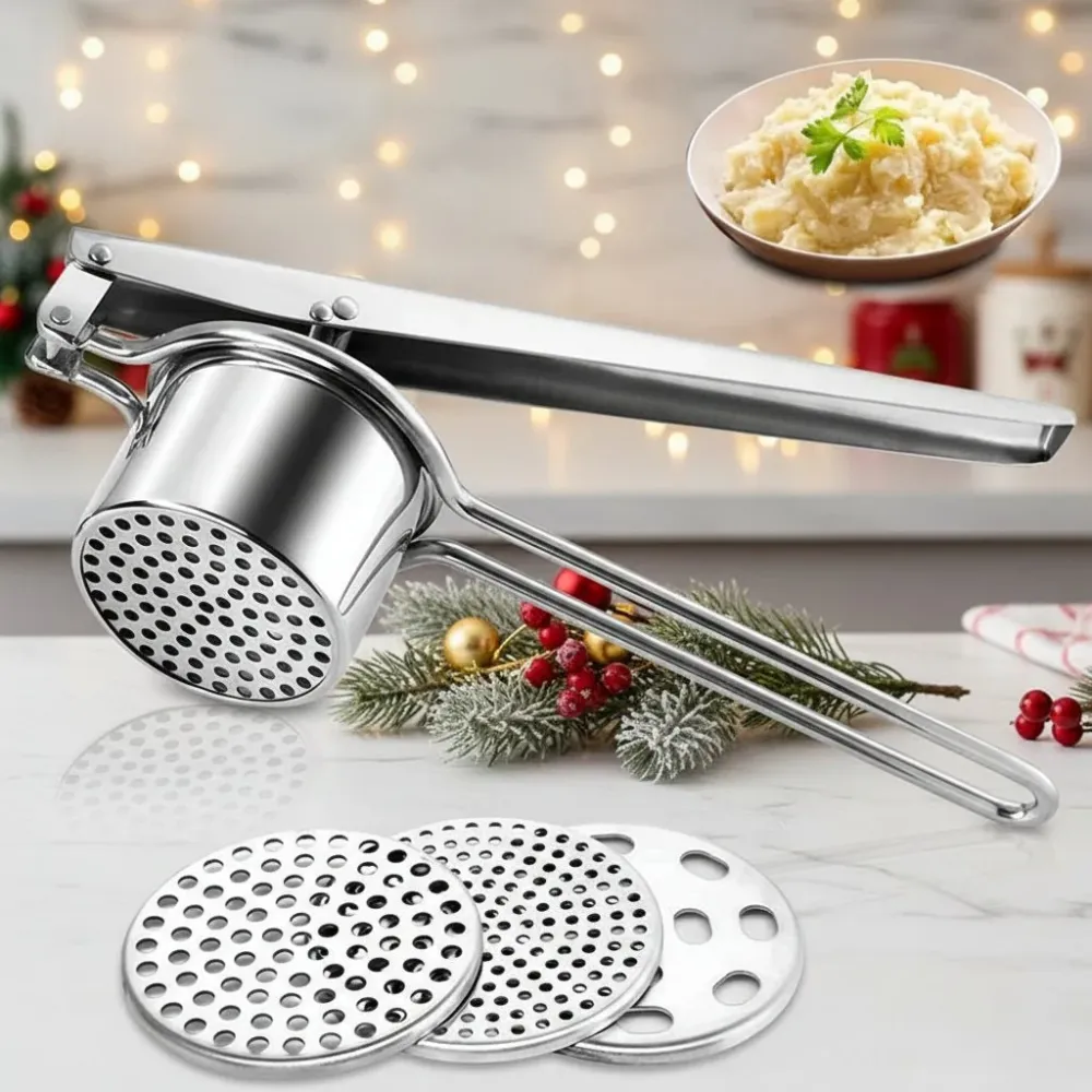 SQUEEZO – RVS Aardappelpers met 3 schijven voor perfecte puree en sappen Cozey Maison