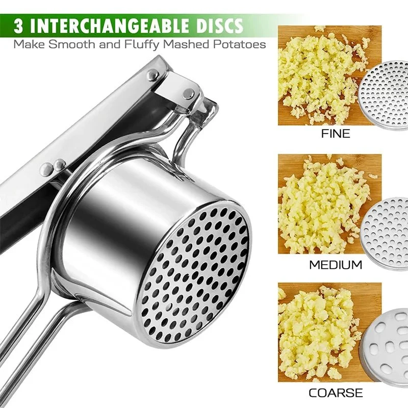 SQUEEZO – RVS Aardappelpers met 3 schijven voor perfecte puree en sappen Cozey Maison