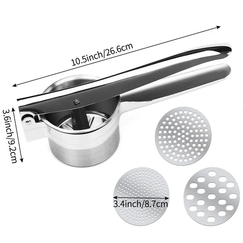 SQUEEZO – RVS Aardappelpers met 3 schijven voor perfecte puree en sappen Cozey Maison