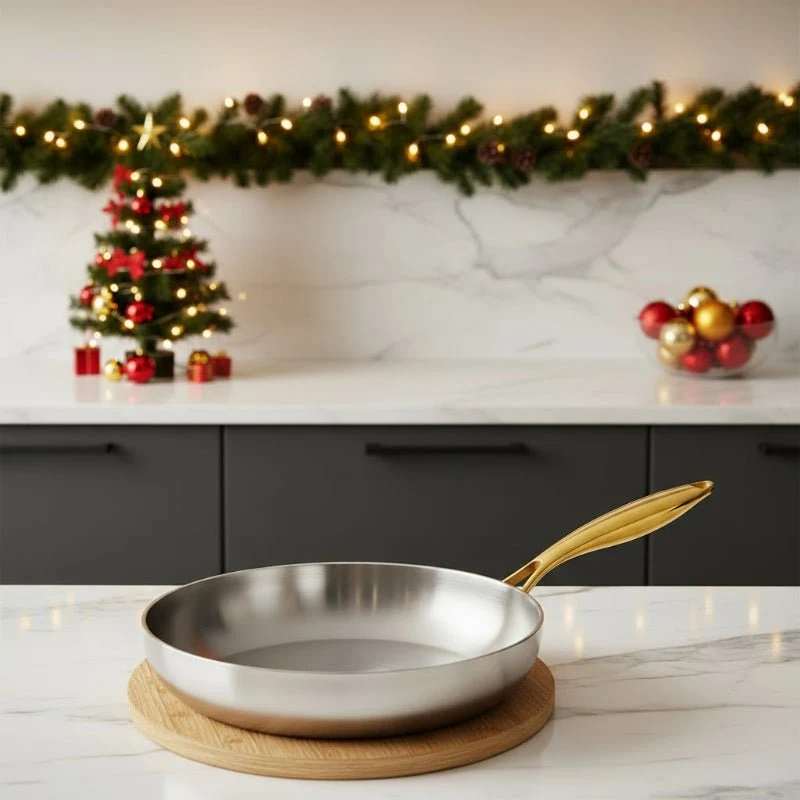 STEELTRIQ – 316 roestvrijstalen braadpan met 7-laags ontwerp, 2 mm wanddikte en inductiecompatibiliteit Cozey Maison