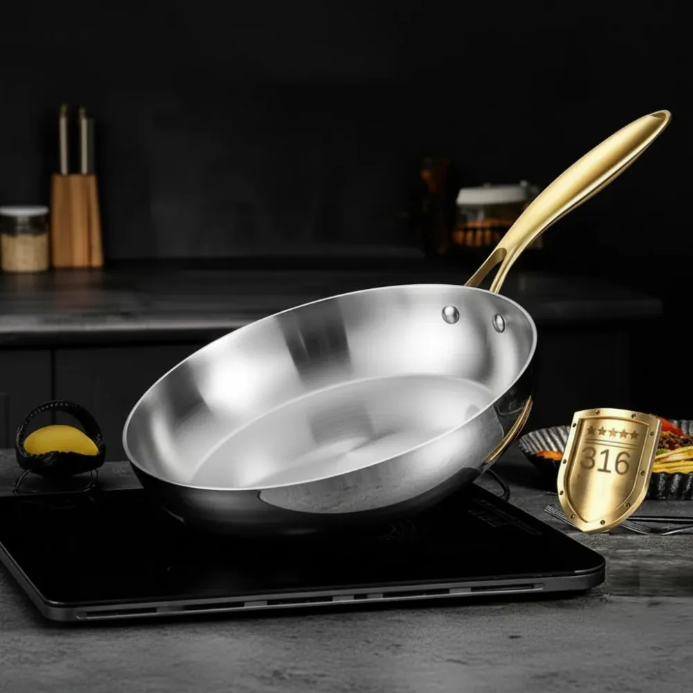 STEELTRIQ – 316 roestvrijstalen braadpan met 7-laags ontwerp, 2 mm wanddikte en inductiecompatibiliteit Cozey Maison