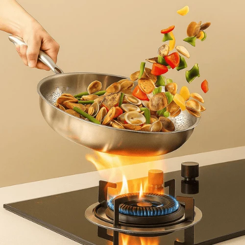 TITAN-PREMIUM PAN – Hoogwaardige titanium pan zonder coating voor alle soorten fornuizen Cozey Maison