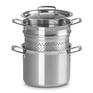 Le Creuset Kookpan Ø20cm/5L Met pastamand 'Classic 3-ply RVS'