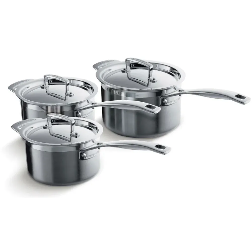 Le Creuset Steelpannenset 'Classic 3-ply RVS'