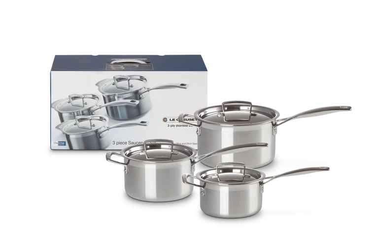 Le Creuset Steelpannenset 'Classic 3-ply RVS'