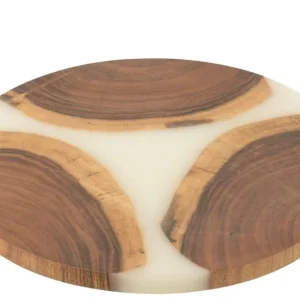 Cutting Board Round Acacia Wood/Resin Natural/White